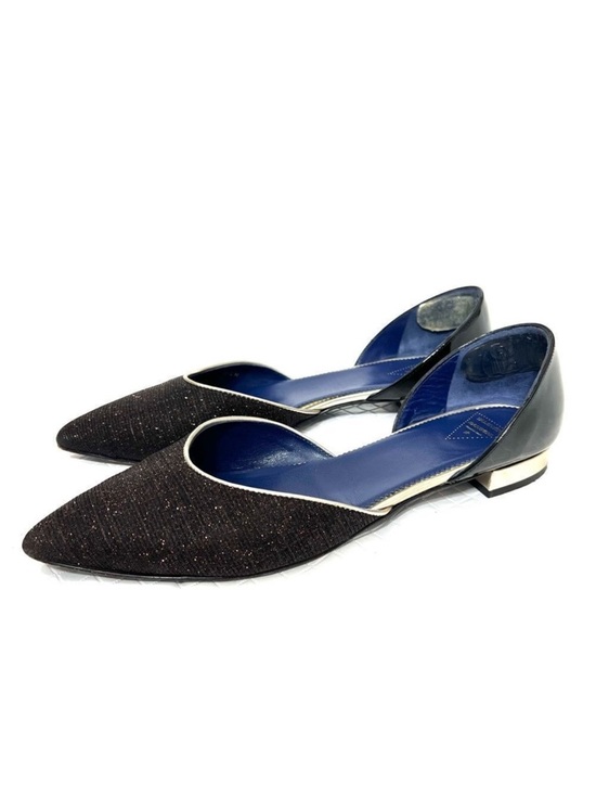 Valentina Rangoni Shoes - Valentina Rangoni Shimmery Glitter Black Pointed Toe Flats D’Orsay Size 8.5